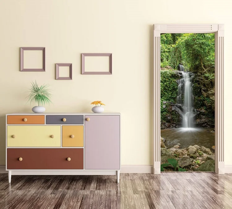 Настенная 3d наклейка с изображением двери водопада и леса|Наклейки на стену| |