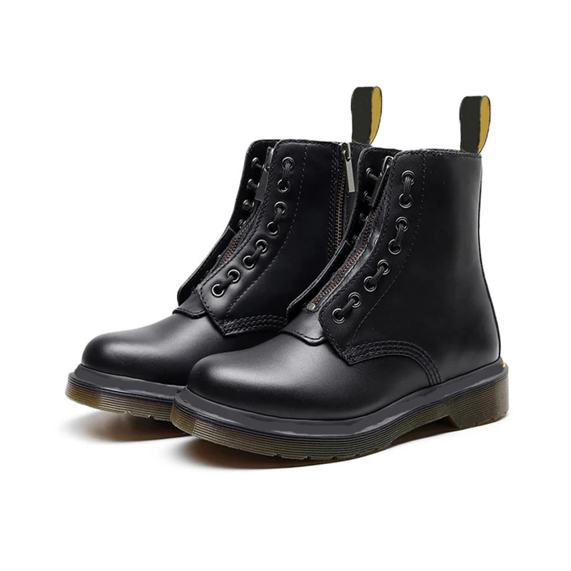 Новые дизайнерские doc спереди со шнуровкой и застежкой молнией Ботильоны на