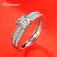 elsieunee 925 sterling silver 1ct moissanite ring 2 channels full stones fine jewelry wedding proposal rings for women wholesale