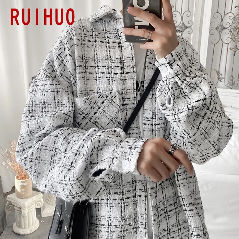 

RUIHUO Striped Casual Shirts For Men Clothing Harajuku Shirt Men Streetwear Men Shirt Long Sleeve M-2XL 2021 New Arrival