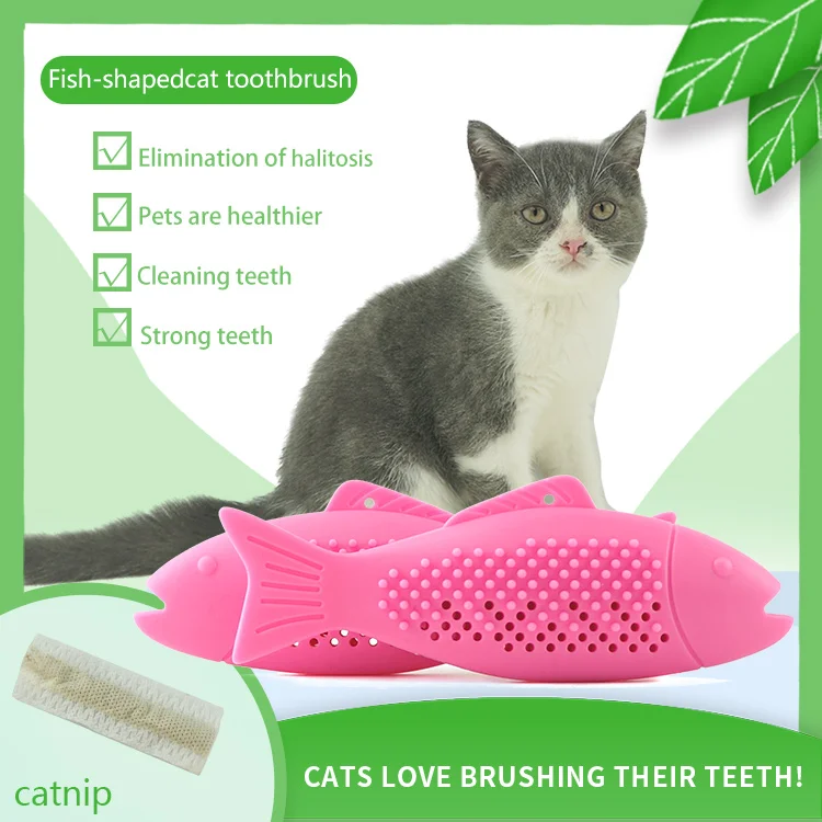 Pet Cats Chew Toys Dog Cute Fish Shaped Cat Toothbrush Toy Teeth Cleaning Stick Interactive KittenFunny | Дом и сад