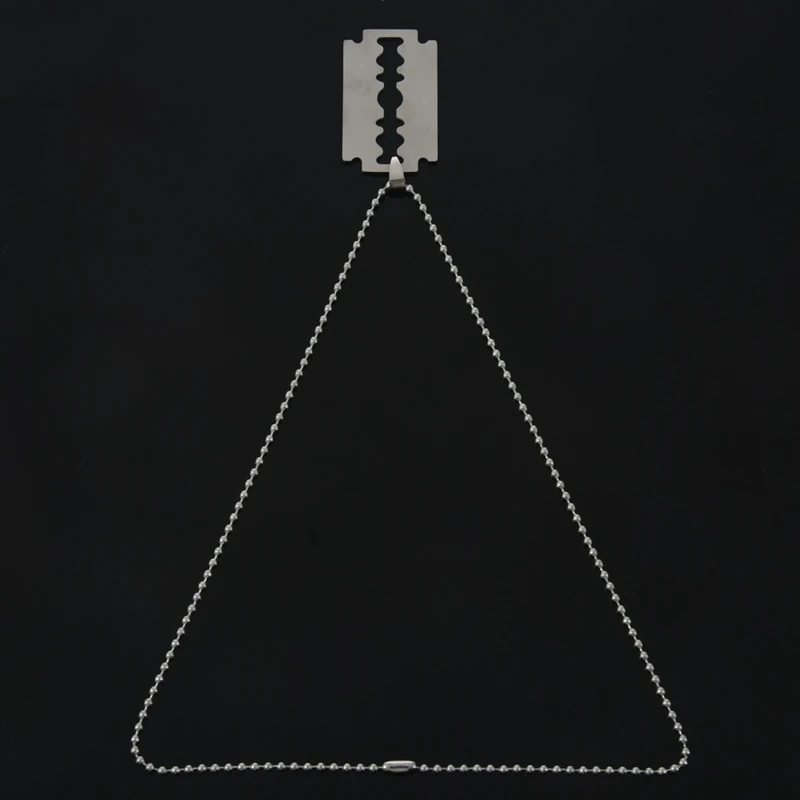 

Men's Stainless Steel Razor Blade Pendant Chain Necklace Silver