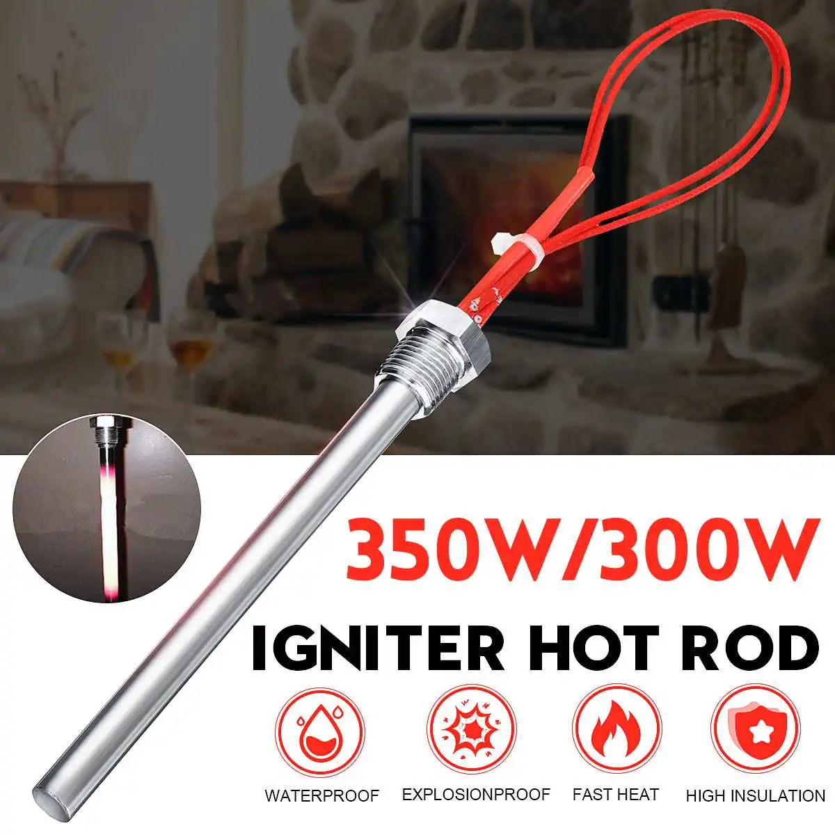 

1Pcs 220V Stainless Steel Ignition Igniter Starter Waterproof Hot Rod Wood Pellet For Fireplace Grill Stove Parts Fast Heat
