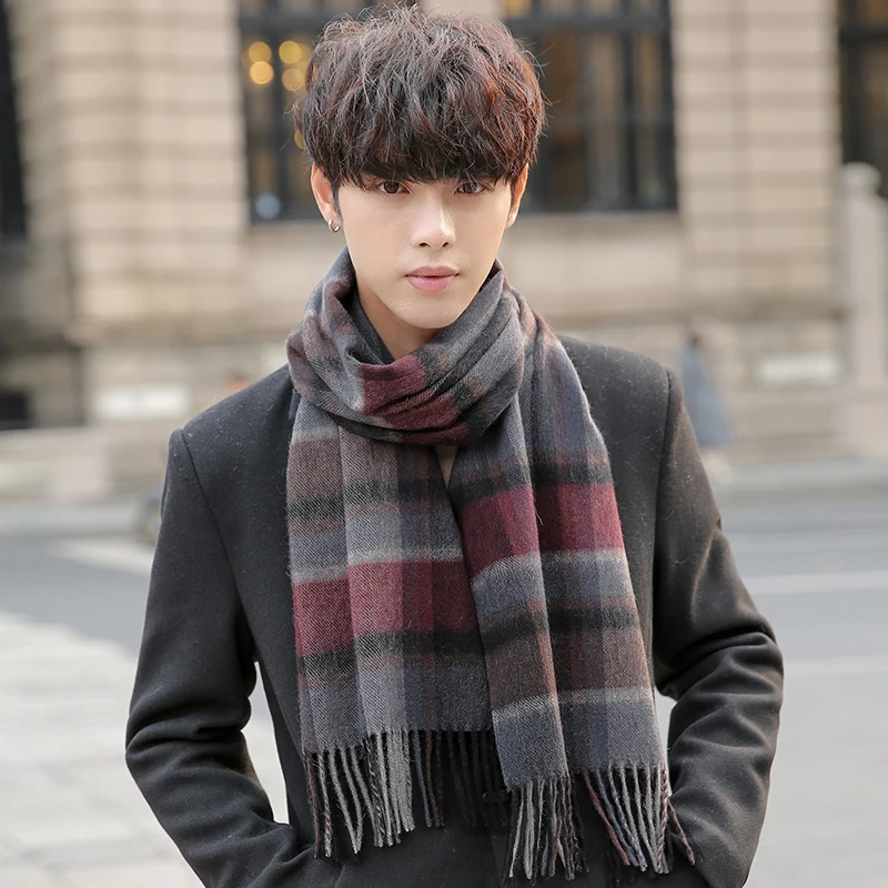 Winter Wool Scarf for Man Tassels Plaid Wool Wraps and Shawls Warm Soft Echarpe Homme Bufanda Hombre Soft Warm Winter Scarves