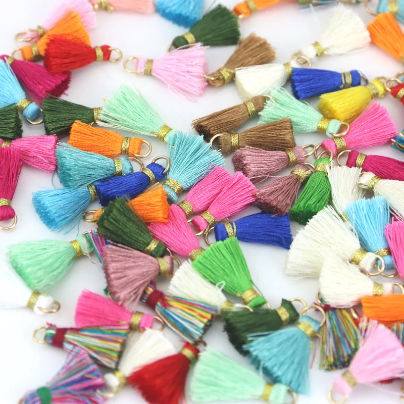 

(100 pieces/pack ) Samll Tassel Vintage Leather Fringe for Purl Macrame DIY Jewelry Keychain Cellphone Straps Pendant gold hat