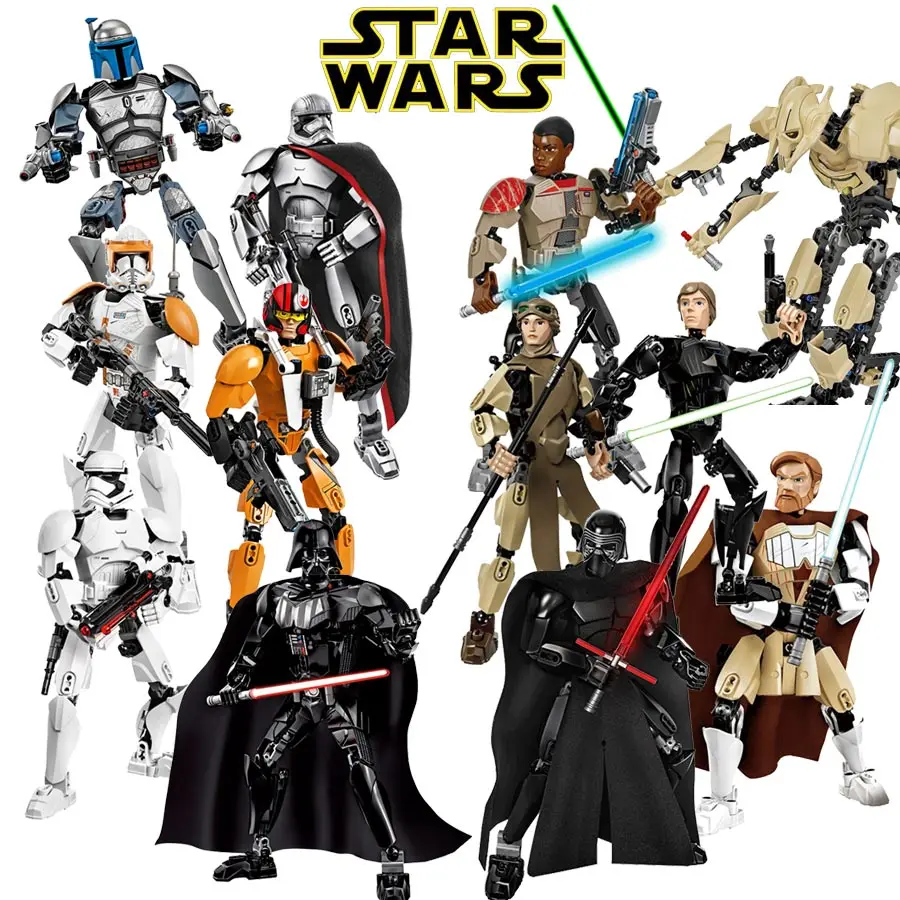 Disney Star Action Figure Building Block Toy Kylo Ren Chewbacca Darth Vader Boba Jango Fett Stormtrooper Wars Compatible Block