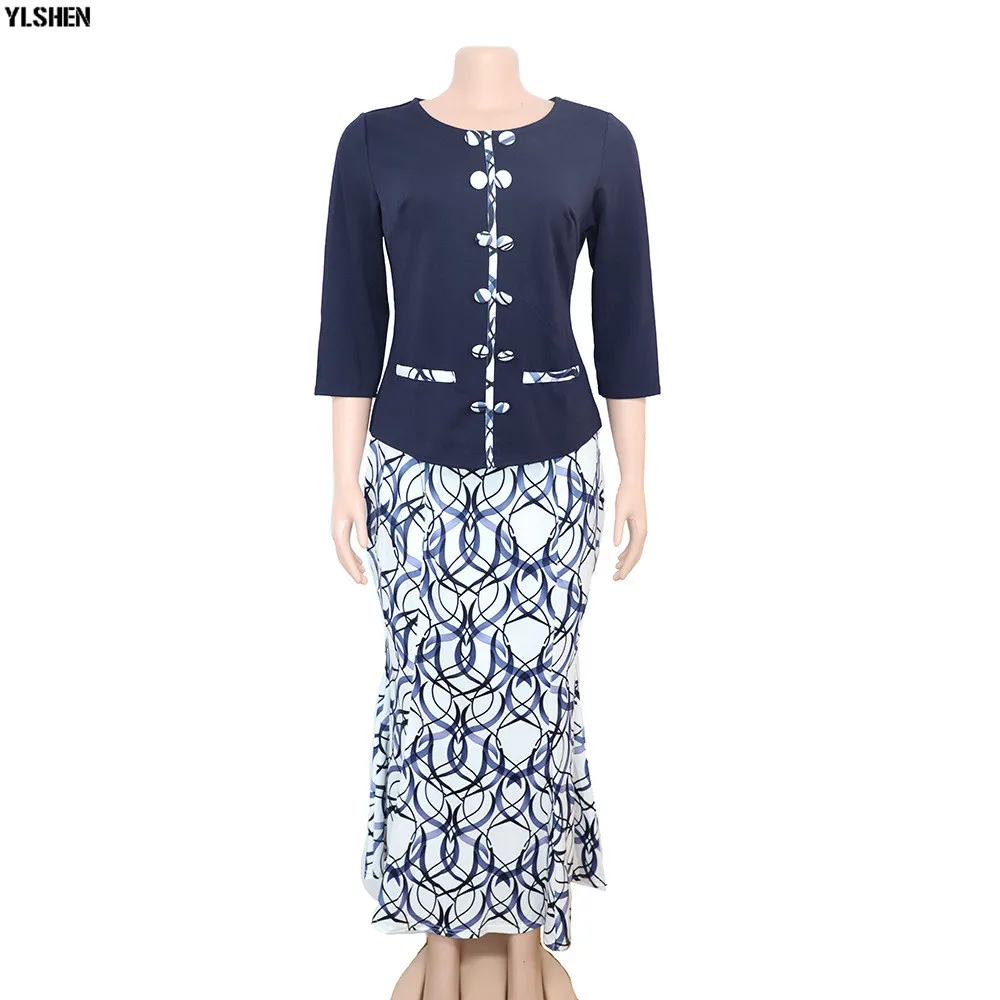 2 Piece Set African Dresses for Women Print Clothes Dashiki Tops + Skirt Suits Bazin Riche Fashion Robe Africaine Femme | Тематическая