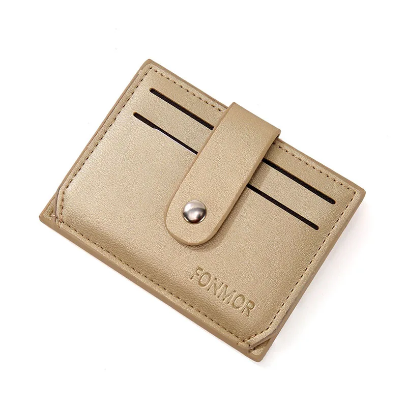 Золотой Fashion Unisex Card Holder Women PU Slim Small Wallet Card Retro Leather Men Wallet Business Package Coin Purse Card Holder - Цвет: Золотой