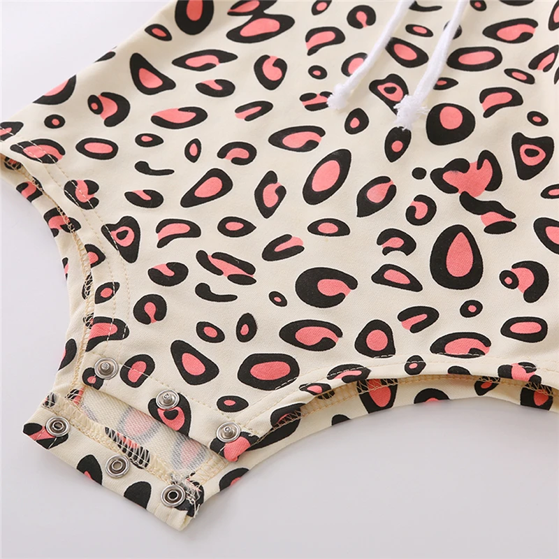

0-12M Toddler Baby Hooded Romper Suit Baby Boy Girl Long Sleeve One Piece Jumpsuit Autumn Winter Leopard Printing Hoodie Rompers