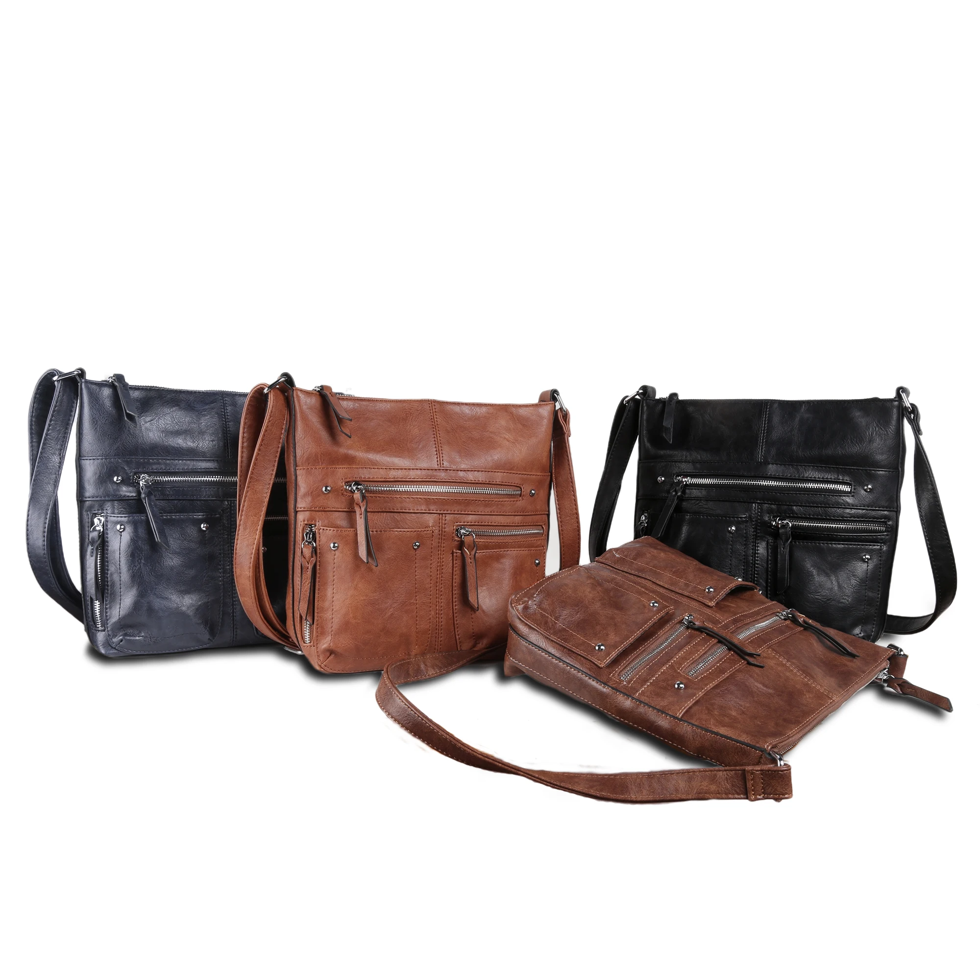 

New Arrivals Women Multi Pocket Shoulder Bag Messenger Bags women leather Business Crossbody Casual Bag