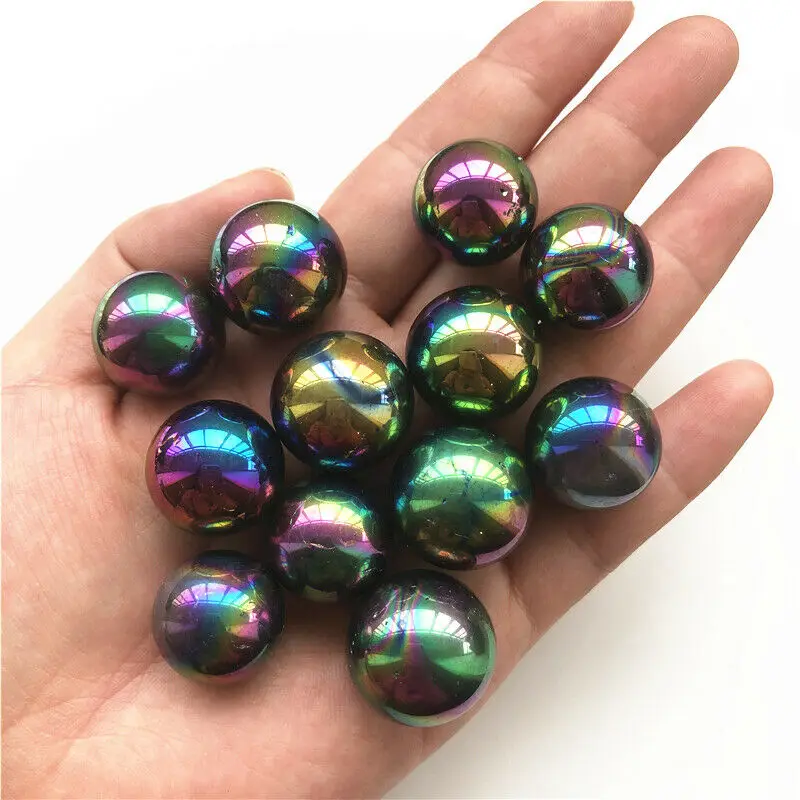 2 шт. кварцевые кристаллические шарики с титановым покрытием|Камни| |