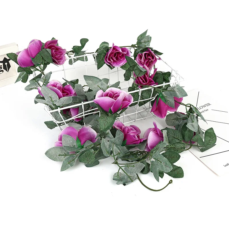 

Artificial Rose Flower Fake Simulation Rose Garland Vine Ivy Wedding Decoration Halloween Christmas Deoration Home Decor