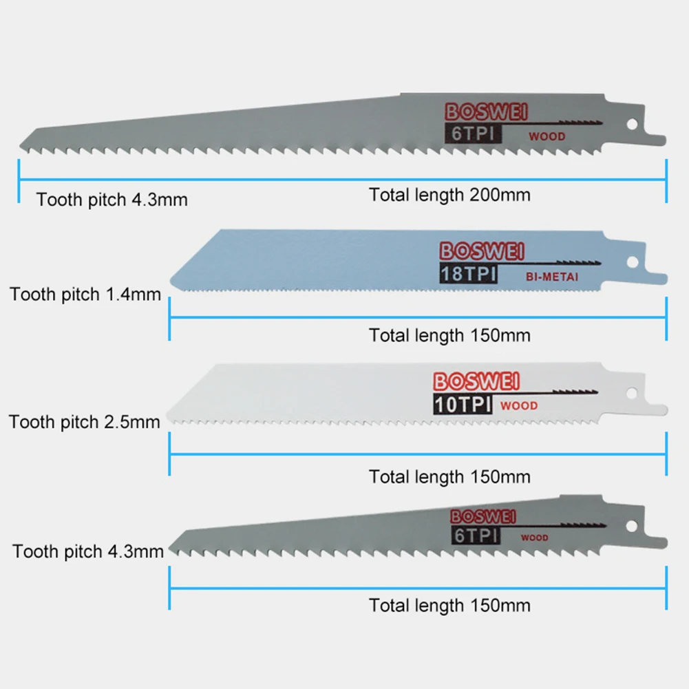 

10pcs Reciprocating Power Saw Blade Wooden Portable Fine Tooth w/Coarse Strong Toughness for Wood Metal Cutting