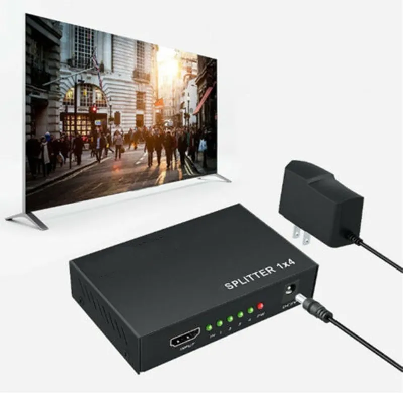 

1 In 4 Out Full HD 4-Port Hub Repeater Amplifier HDMI-compatible Splitter v1.4 3d 4k 1080p For HDTV DVD For PS3 Xbox