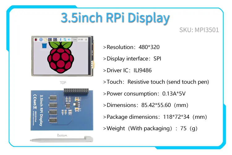 Дисплей для Raspberry Pi 4B 3B B + сенсорный экран 3 2/2 8/3 2/3 5/2 4 дюймов серия GPIO 2 5 дюйма |