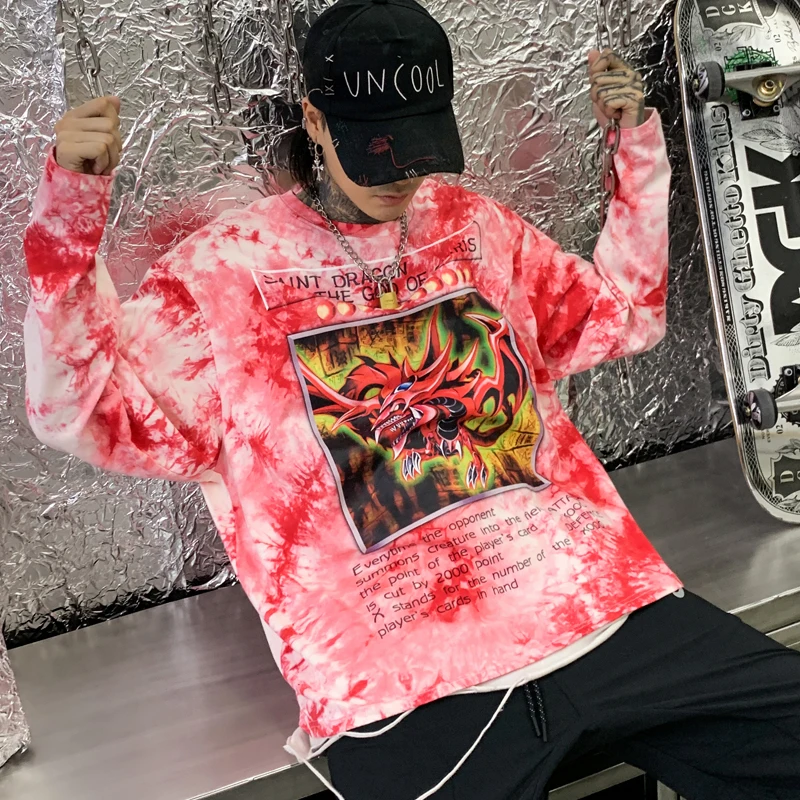 Забавный мультяшный принт мужские толстовки 2019 Harajuku уличная одежда Повседневный