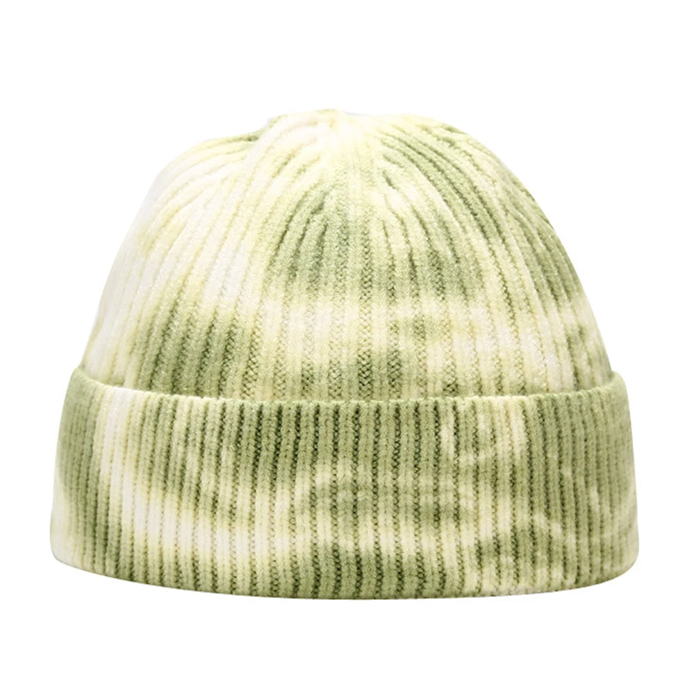 

Geebro Tie-Dye Knitted Hats Women Men Street Beanie Hat Autumn Winter Warm Bonnet Female Elegant Stretchy Skullies Beanies Gorro