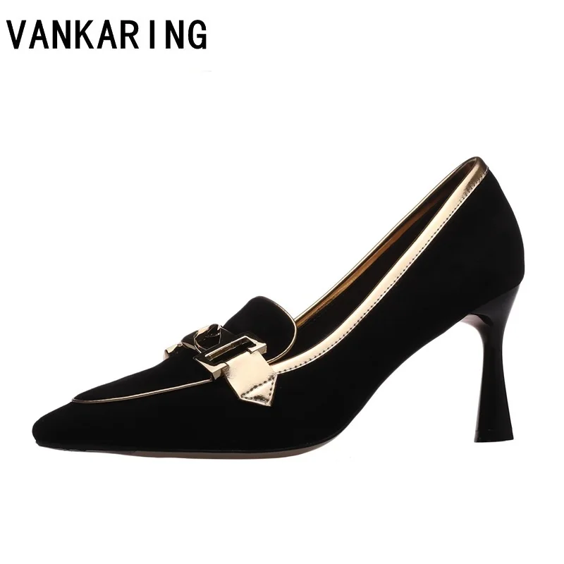 Женские туфли-лодочки из натуральной овечьей кожи на тонком каблуке |