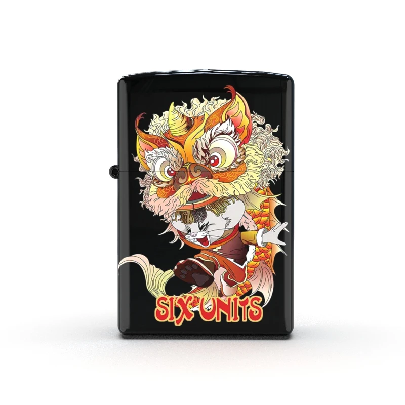 

high glossy surface Chinese culture Lion dancing gifts lighter copper material Made in USA for Zippo gift for man