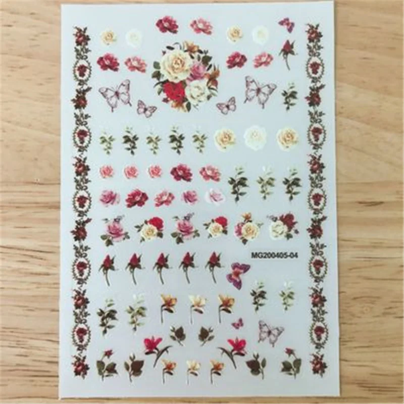 

Japanese Style Nail Sticker Rose Tip Art Hand Decoration Light Traceless Water Mark Glue Adhesive Nail Decals Women Girls Gifts