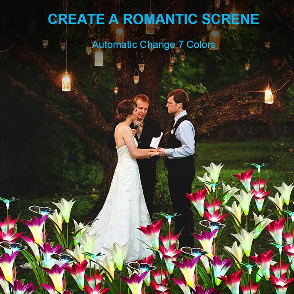 Водонепроницаемый светильник с 3 лилиями для смены цветов на солнечной батарее |