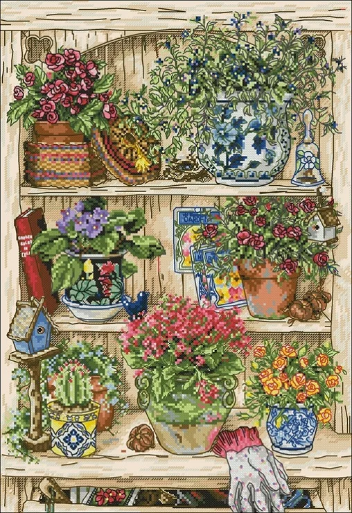 cross stitch kits genuine long-staple cotton from Egypt with needle- kit Anchor PCE745 garden shelf | Дом и сад