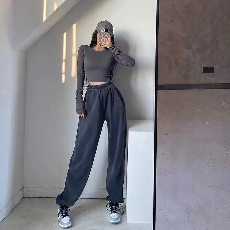 

Women Jogging Sweatpants Loose Leisure Ulzzang High Waist Female Spring New Fashion Korean Style Pants Drawstring Streetw