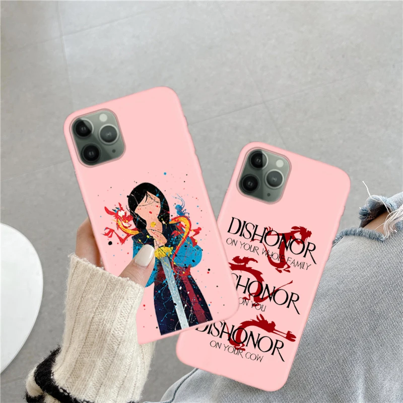 

Hua Mulan candy Phone Case For iPhone 11 12 Pro XR XS MAX Pink Frosted TPU Cases Soft Back Cover For iPhone SE2020 6 7 8 Plus 6s