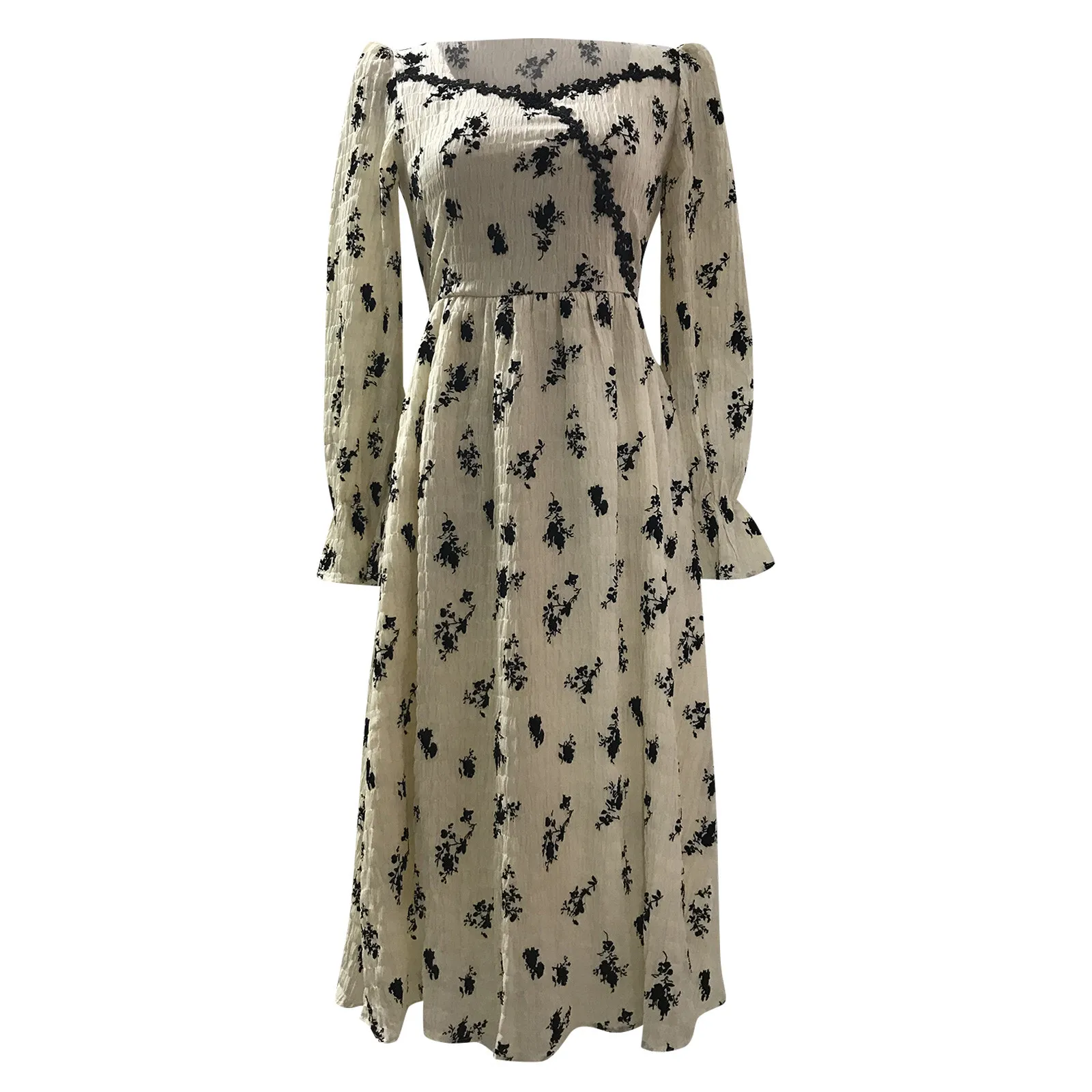 

Winter New Arrivals Womenvelvet Dress French Retro Lace Skirt Dress Sleeve Voile Long Dress Female Retro Hook Princess Dress