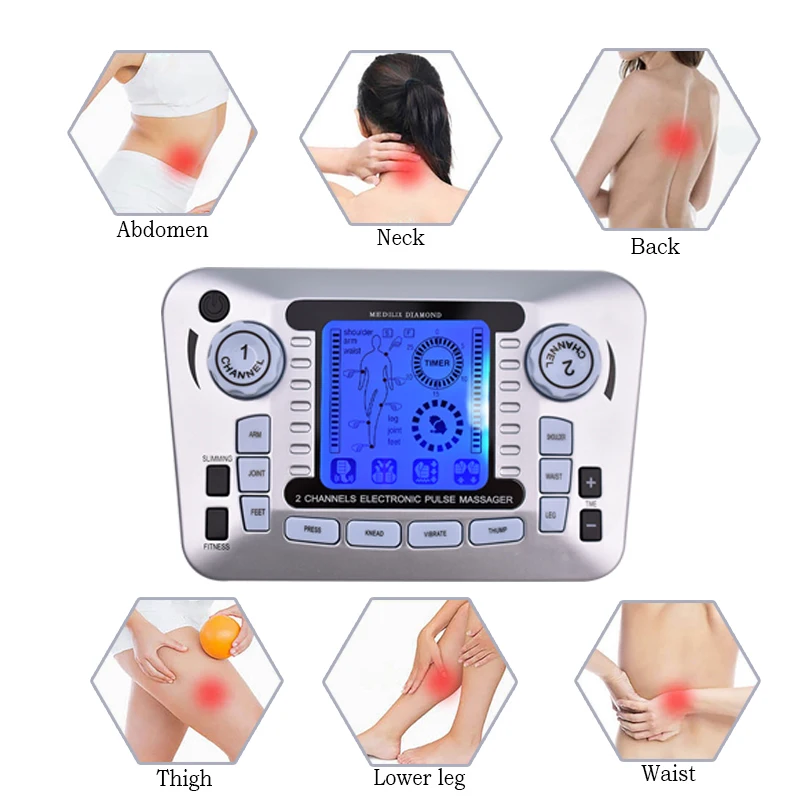 Electrical Pulse Tens Acupuncture Therapy Massager Slimming Fat Burner Muscle Stimulator Relax Massage Machine +10 Pads | Красота и