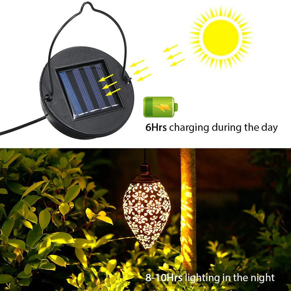 

2PCS Iron Arts LED Solar Pendant Light Garden Decor Waterproof Outdoor Pathway Landscape Lighting Hanging Pendant Lantern