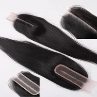brazilian human hair lace closure straight 2x6 transparent lace closure with pre plucked baby hair bleached knot for black women