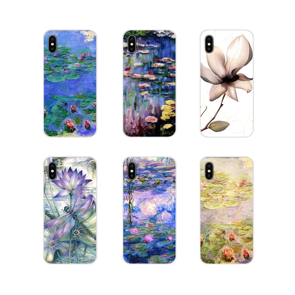 Мягкие прозрачные чехлы Monet с водяными лилилиями Lotus для Huawei G7 G8 P7 P8 P9 P10 P20 P30 Lite Mini