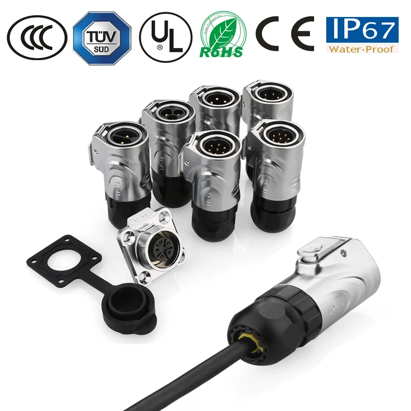 Светодиодный металлический водонепроницаемый разъем M16 4 Pin 2/3/5/7/8/9 pin для дисплея