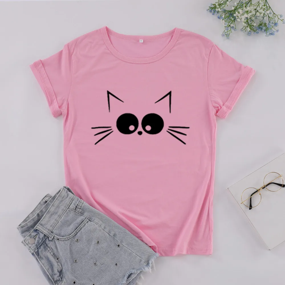 

Милая кошка мама мамочка рубашки Kawaii/модные, милые, с коротким рукавом, топы, футболки, модные и милые забавные Графический Хлопок Футболки с...