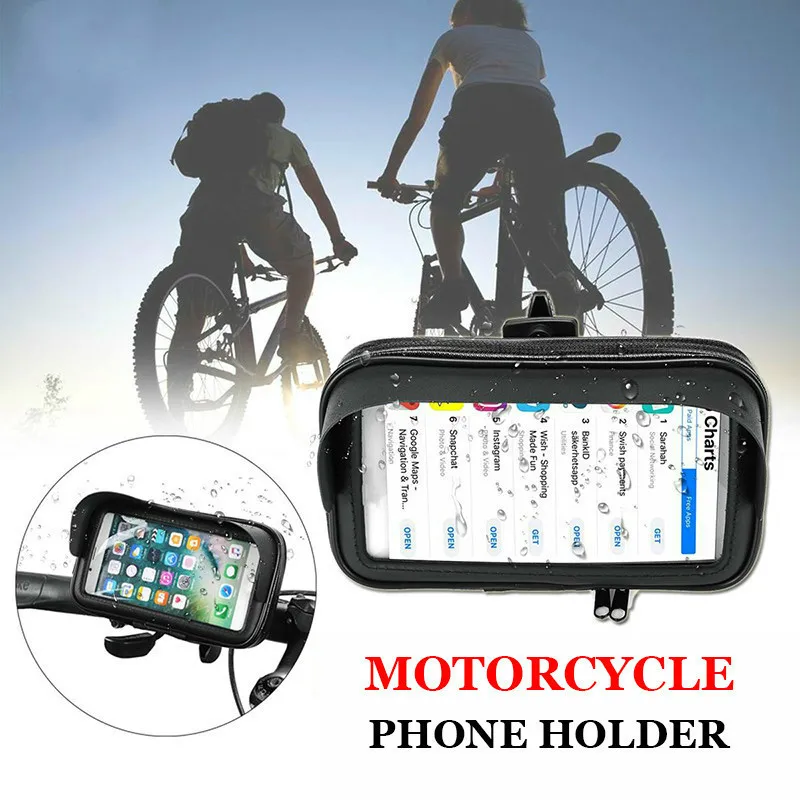 waterproof bicycle motorcycle mobile phone bag holder cycling rearview handlebar case phone support gps mount for iphone 8 xs 11 free global shipping