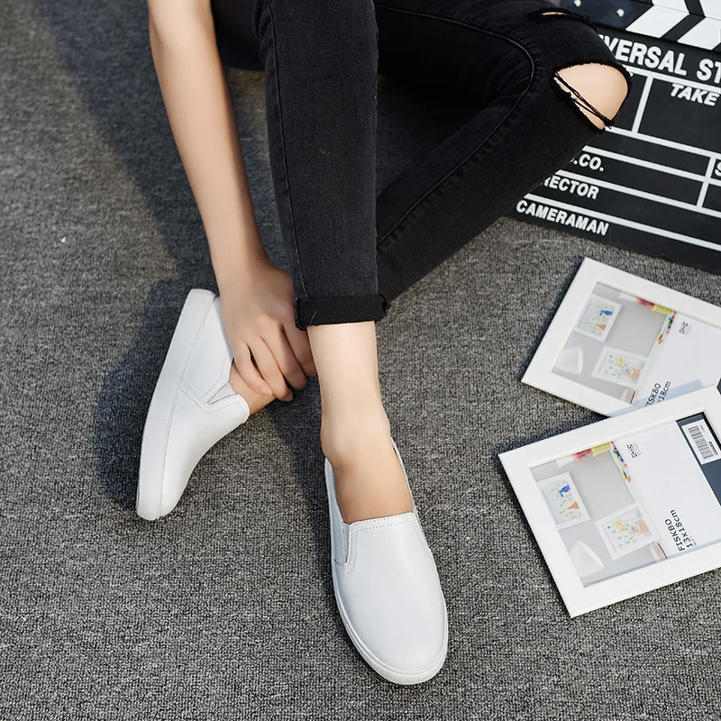 Женские лоферы на плоской подошве Белые Повседневные однотонные