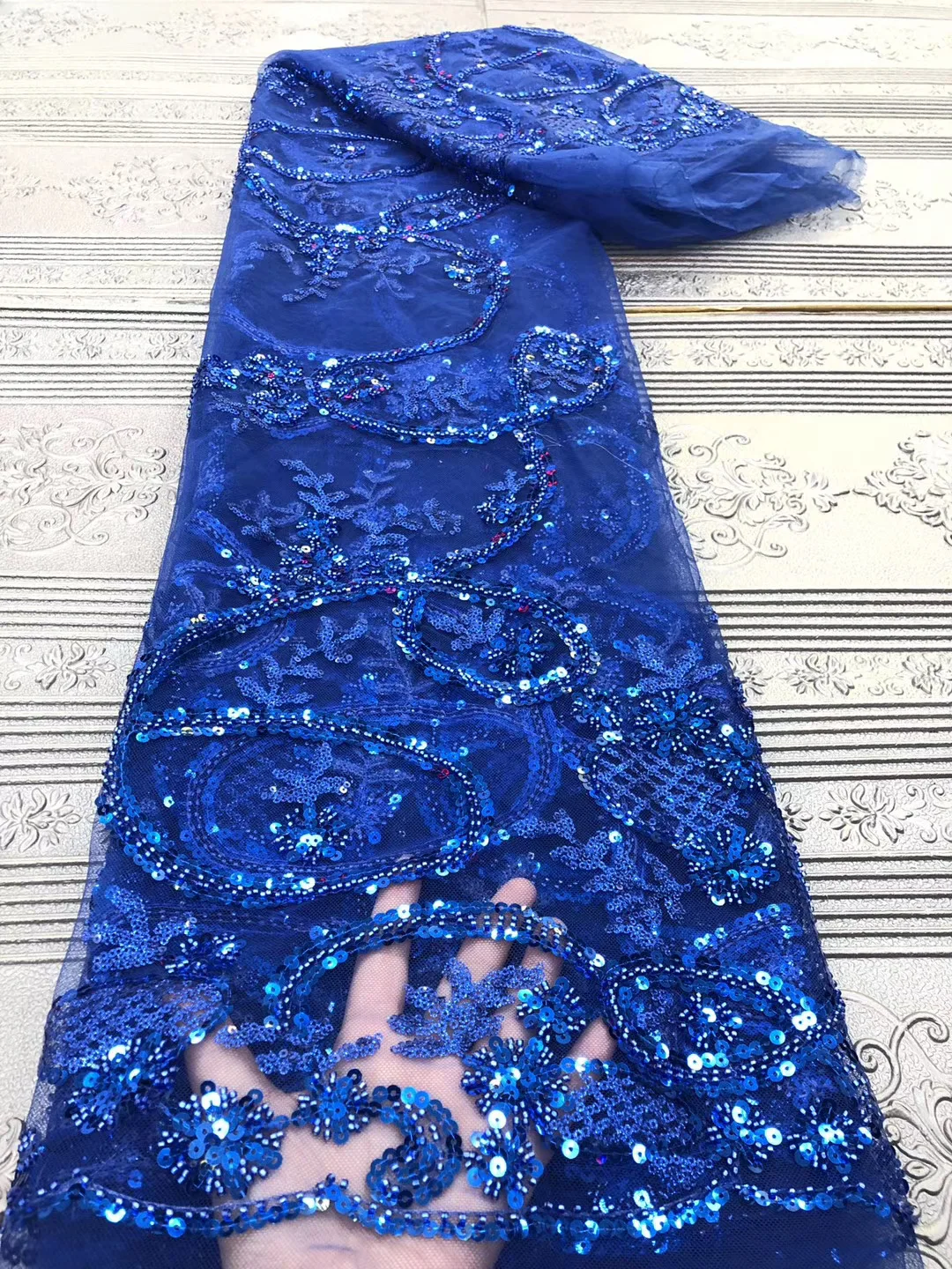 

LACE 2020 Sequins Design French Mesh Lace Fabric High Quality African Net Lace Fabric for Soft Wedding Party Dress Sew