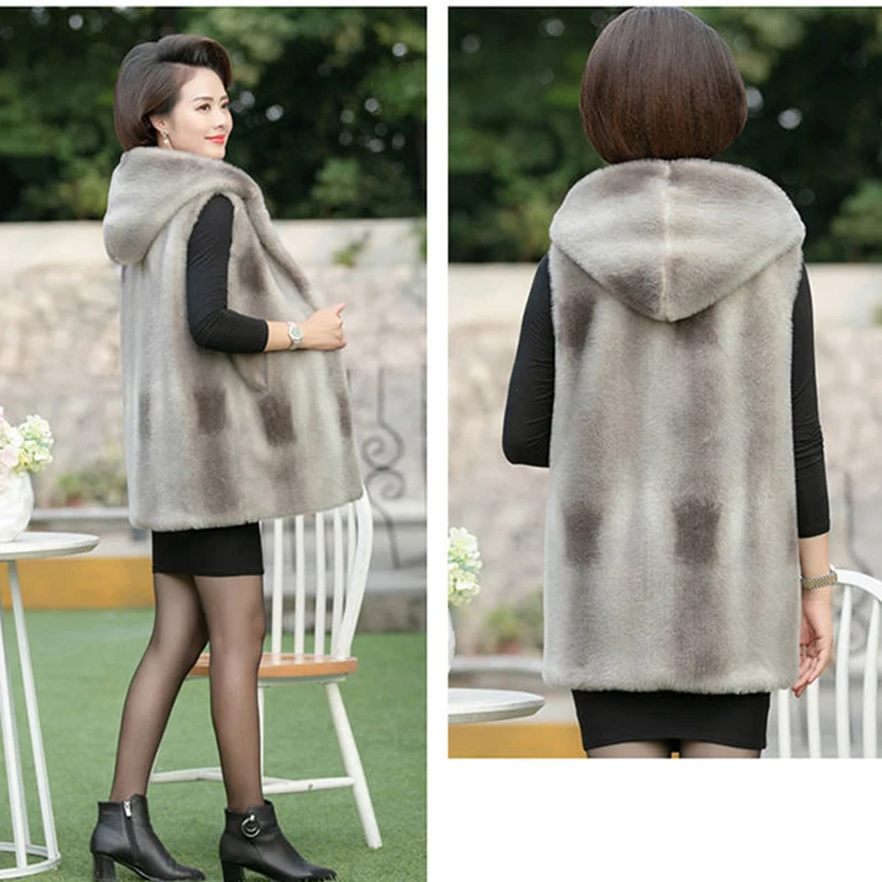 Женская Осенняя одежда для мам высококачественный жилет из искусственной норки