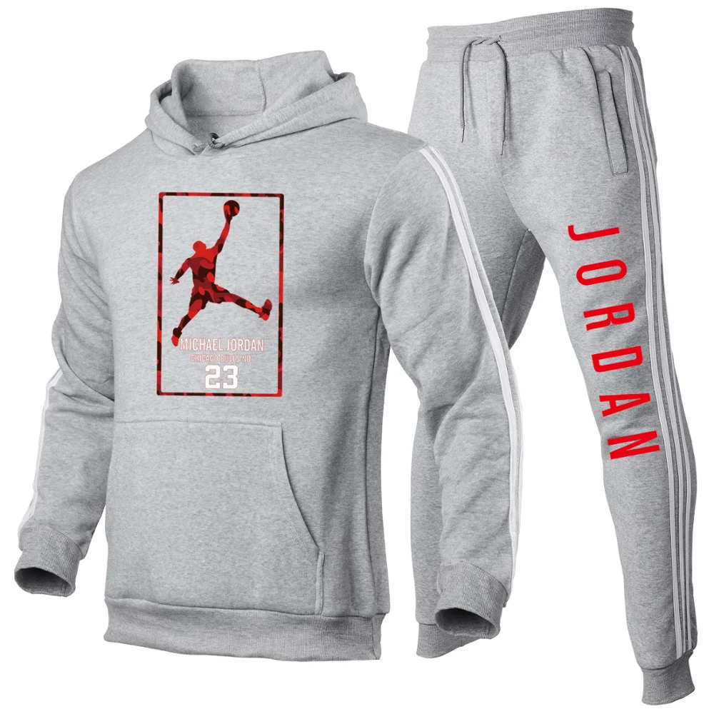 

New Men Sets Casual Clothing Fashion Tracksuit Casual Sportsuit Hoodies Sportswear Hooded Sweatshirt+Pant Pullover Two Piece Set