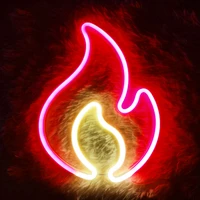fire flame neon sign light led hanging wall lamp night light for bedroom kids room bar party wall decor birthday christmas gift