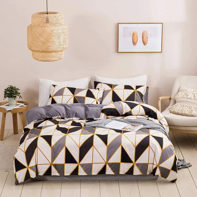 

2/3pcs Bedding Set Geometric Duvet Cover Set With Pillowcase Soft Skin-friendly Queen Quilt Cover Pillowcases Home Textiles