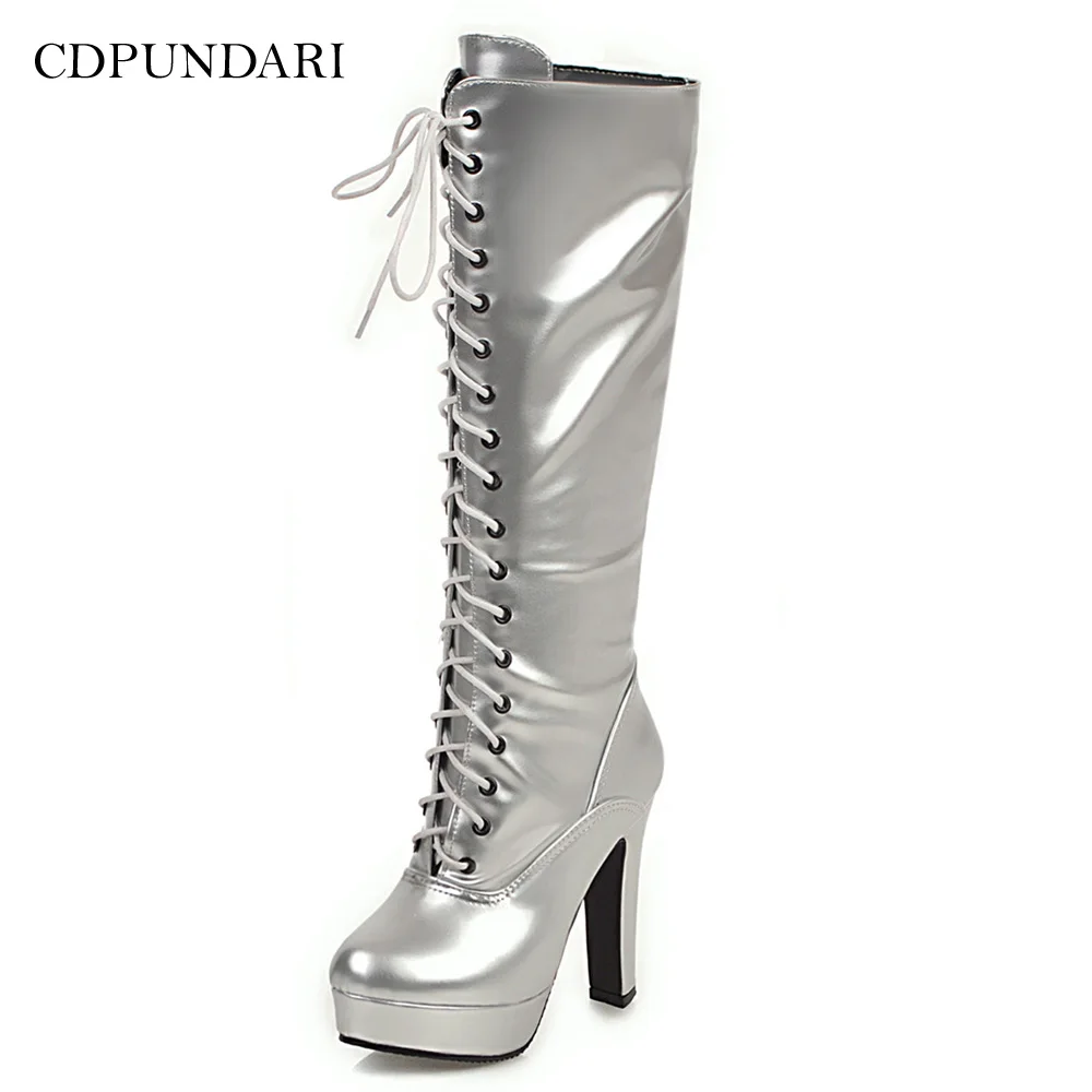 Женские ботинки на высоком каблуке платформе зимняя обувь