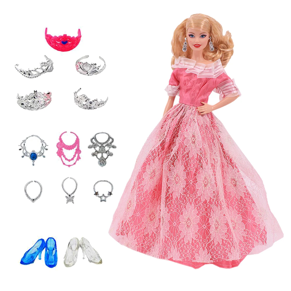 

7PCS Barbies Doll Clothes Shoes Glasses Necklace Bag Suit Fit 11.8Inch Barbies,1/6 BJD,30cm Blythe Doll,Children's Toys Accessor