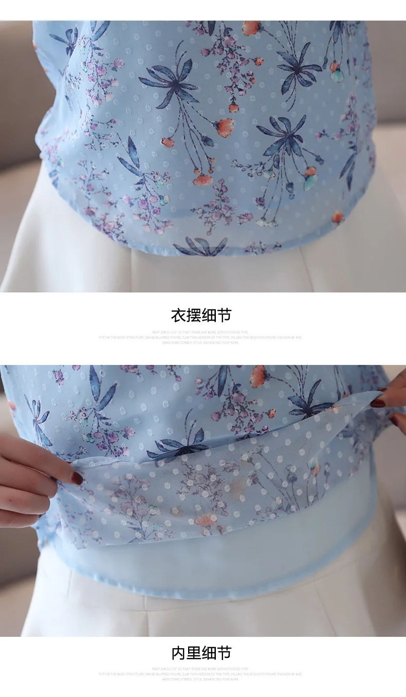 Blusas Mujer De Moda модная женская синяя шифоновая повседневные кофточки элегантные женские Топы с длинным рукавом и бантом женская одежда 6233 50