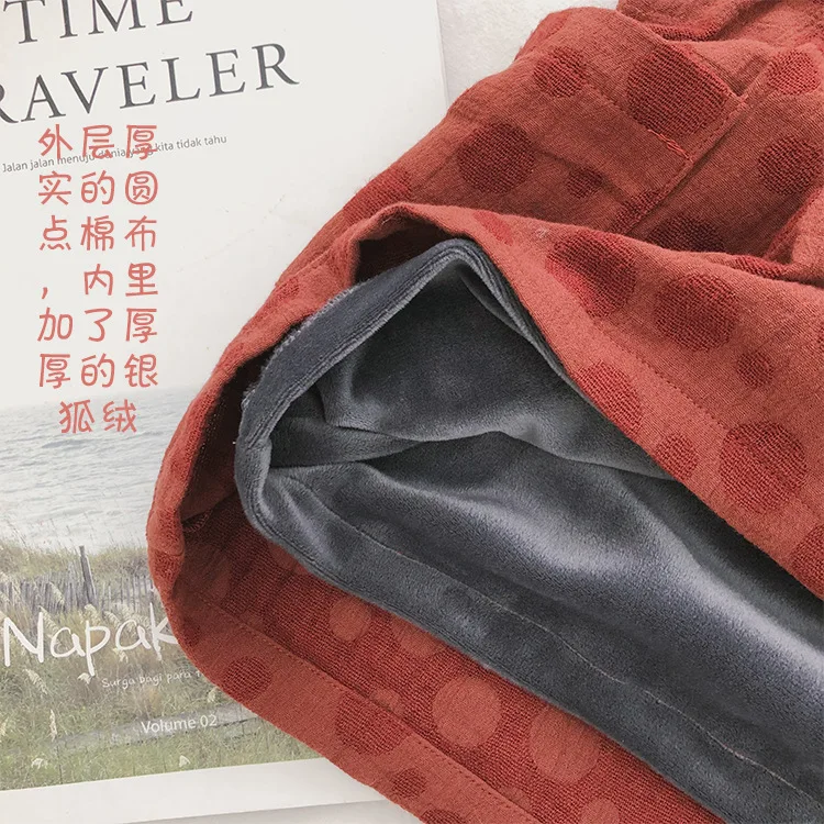 Зимнее модное плотное Двухслойное флисовое платье-комбинезон в горошек для