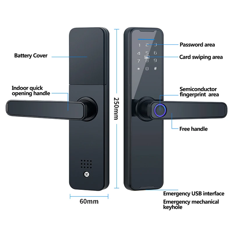 tuya indoor wooden door office room bedroom handle door lock electronic code room door intelligent lock household fingerprint lo free global shipping