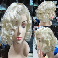cosplay costume wig blonde short curly hair natural wavy wigs synthetic curly bob wigs for women body wavy wig perruque femme