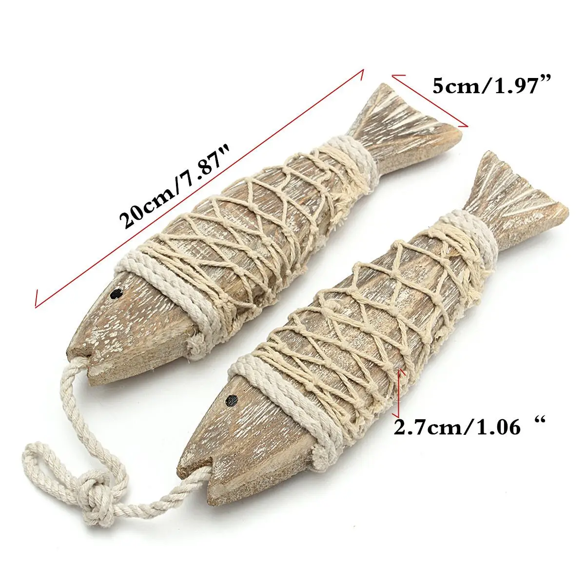 

2pcs Decoracion Habitacion Hand Carved Hanging Marine Coastal Wooden Fish Wall Sculptures DIY Home Room Nautical Decor