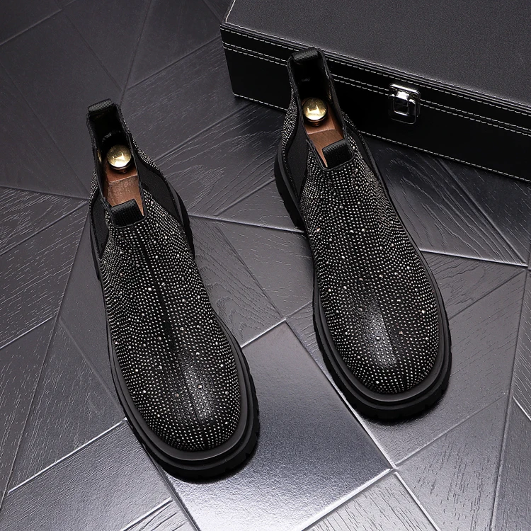

New Dazzle Designer Men Sneakers Sequins Platform Men Causal Flats Prom Shoes Moccasins Sports Walking Zapatos Hombre